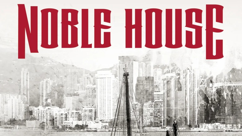 Red text book cover for Noble House