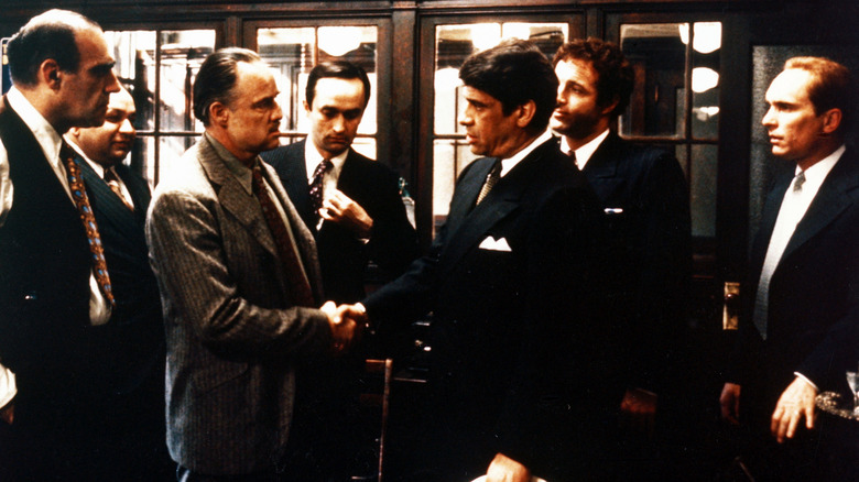 Don Corleone and his family meet with Virgil Sollozzo in "The Godfather" (1972)
