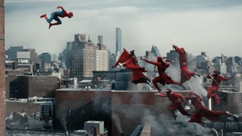 Spider-Man leaping toward The Hand in Spider-Man: Brand New Day