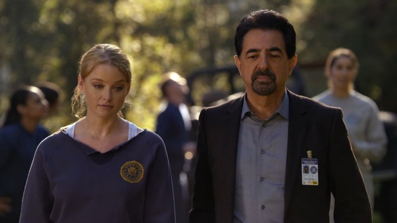 Seaver and Rossi walking together Criminal Minds