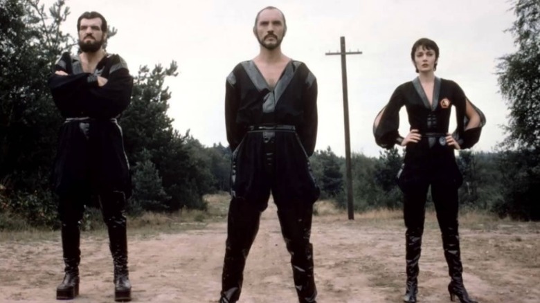 (left to right) Jack O'Halloran as Non, Terrence Stamp as Zod, and Sarah Douglas as Ursa in Superman II