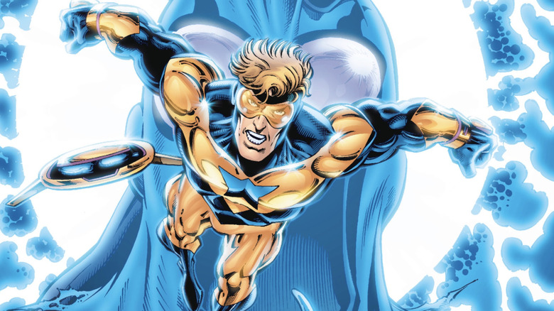 Booster Gold in mid-flight