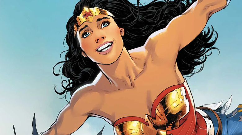 Wonder Woman mid-flight
