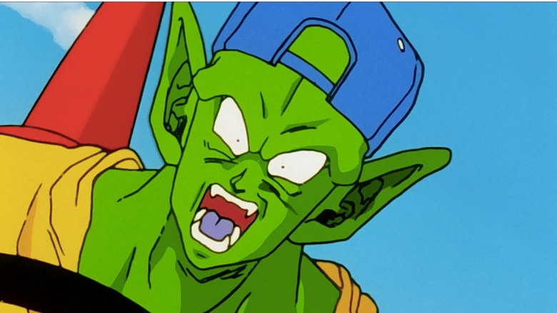 Piccolo yelling while holding a steering wheel