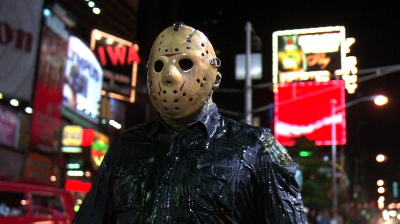 Jason stands in Manhattan in Friday the 13th VIII: Jason Takes Manhattan (1989)