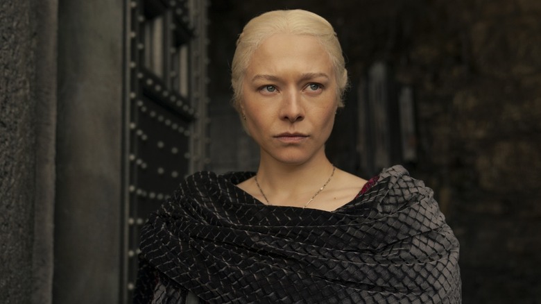 Rhaenyra Targaryen frowning in "House of the Dragon."