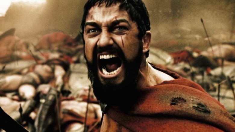 Butler as King Leonidas shouting