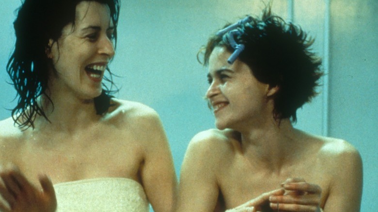 Cora and Ellen wearing bath towels
