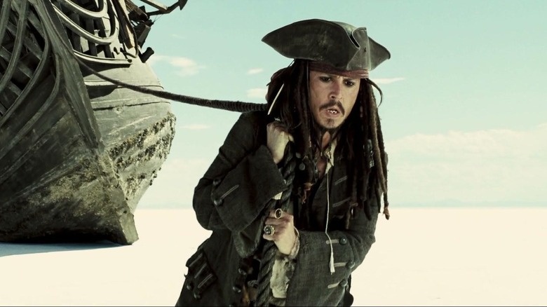 Jack Sparrow pulling boat