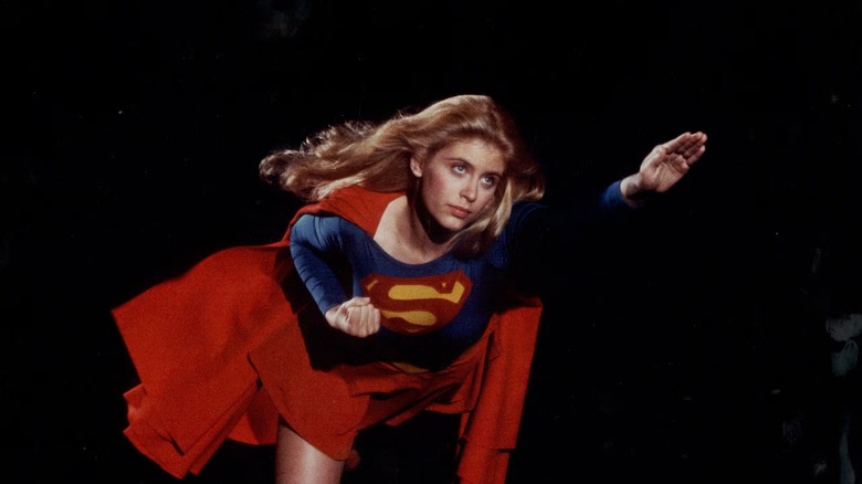 Supergirl zooming off to save the day in "Supergirl" (1984)