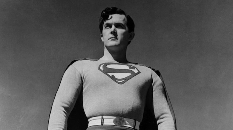 Superman stands against a clear sky in "Superman" (1948)