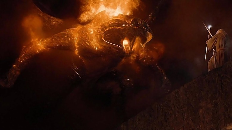 The balrog faces Gandalf in The Fellowship of the Ring