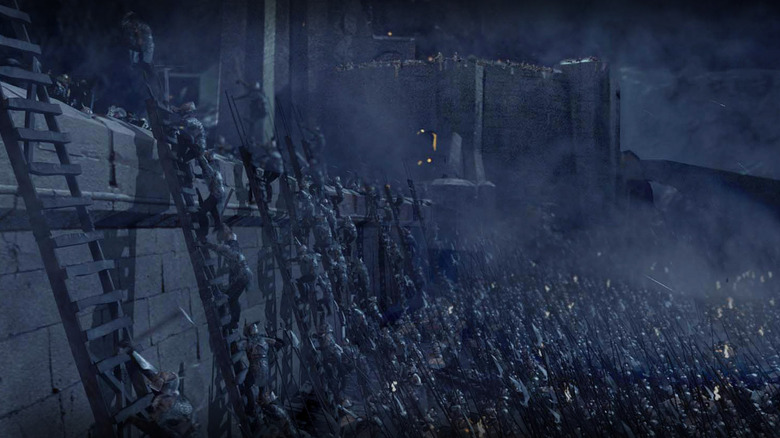 The attack on Helm's Deep in The Two Towers