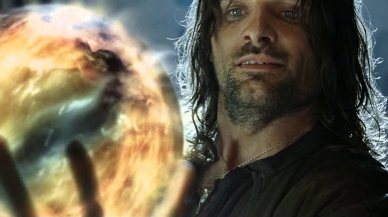 Aragorn looks into the palantir in The Return of the King