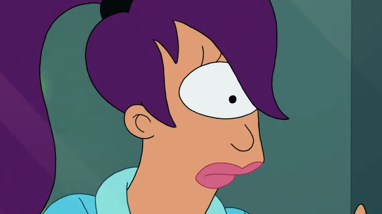 Turanga Leela wearing blue bathrobe