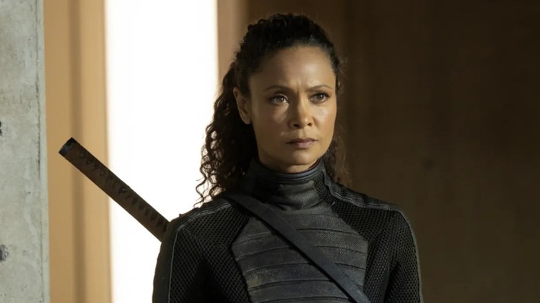 Thandiwe Newton with a katana