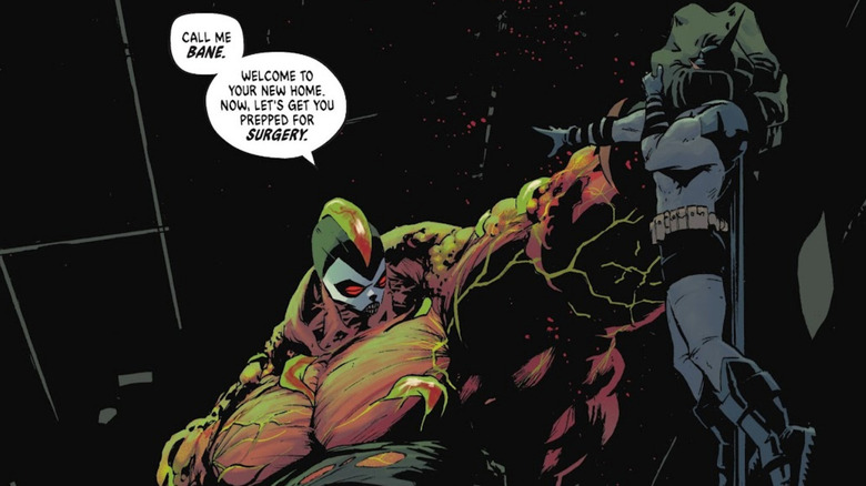 A gigantic Bane holds up Batman in Absolute Batman #9