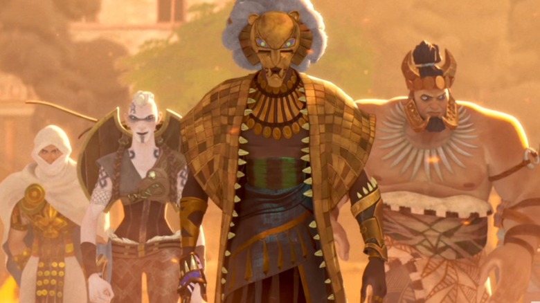 Lion leading a group of fighters in "Eyes of Wakanda" (2025)
