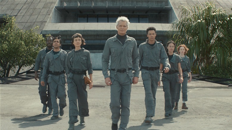 Smee, Slightly, Wendy, Kirsh, Tootles, Curly, and Nib walking together (2025)