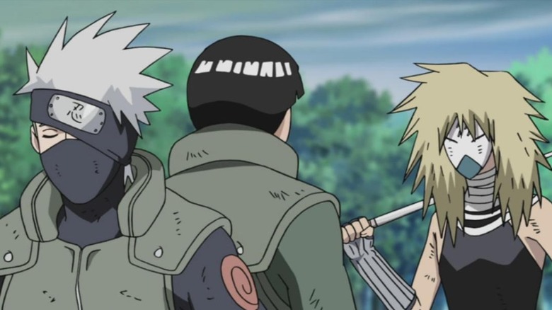 Kakashi and Might Guy fight a swordsman