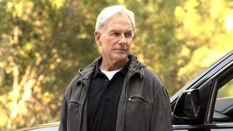 Leroy Jethro Gibbs standing beside car