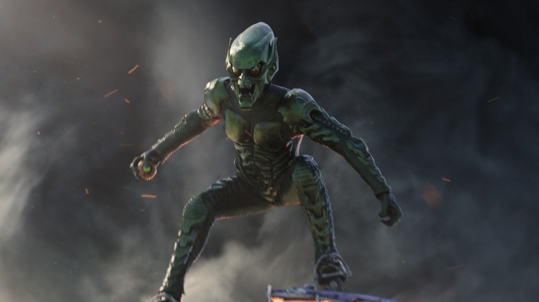 Green Goblin gets ready to throw a pumpkin bomb Spider-Man