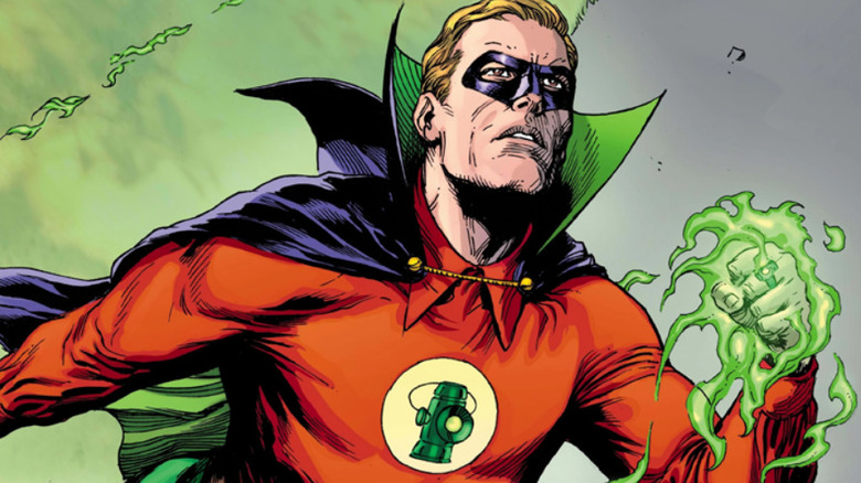 Alan Scott flying over farmland