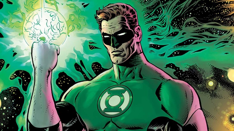 Hal Jordan activating power ring and holding it up