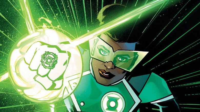 Jo activating power ring while flying through space