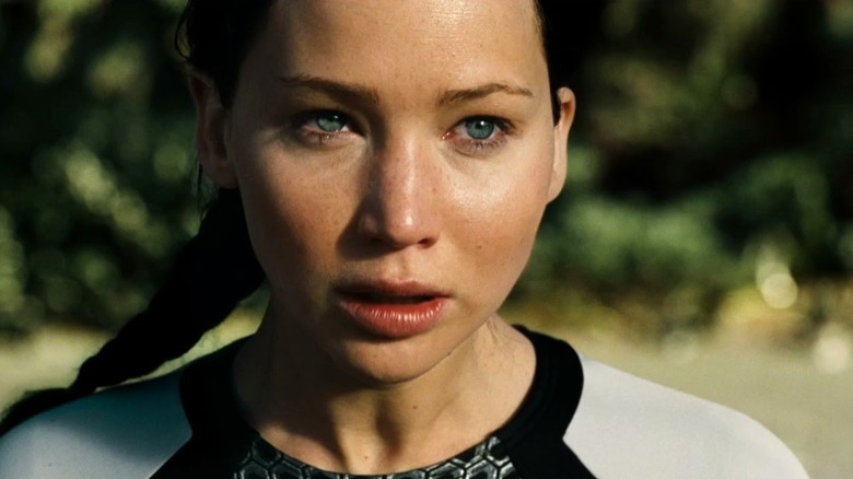 Katniss terrified during the start of the 75th Games in The Hunger Games: Catching Fire