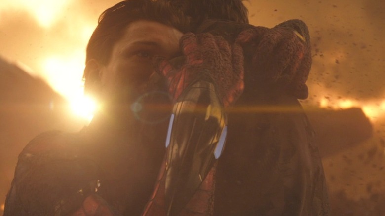 Peter Parker hugging Tony Stark in "Avengers: Infinity War" (2018)