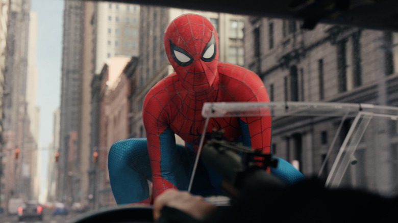Spider-Man on the front of Frank's truck in "Spider-Man: Brand New Day" (2026)