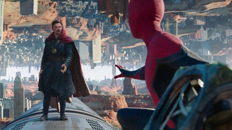 Spider-Man and Dr Strange arguing in "Spider-Man: No Way Home" (2021)