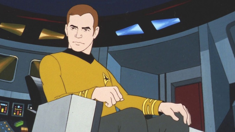 Captain Kirk aboard the starship Enterprise on Star Trek: The Animated Series
