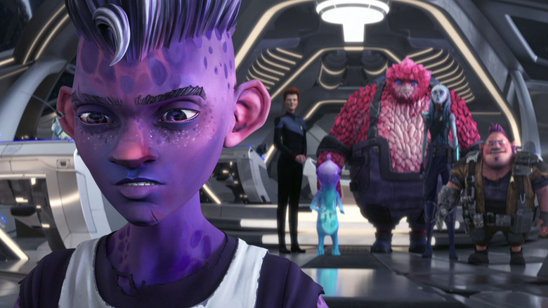 Dahl leads his crew on the bridge of the Protostar in Star Trek: Prodigy