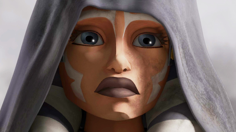 Ahsoka Tano wearing a hood