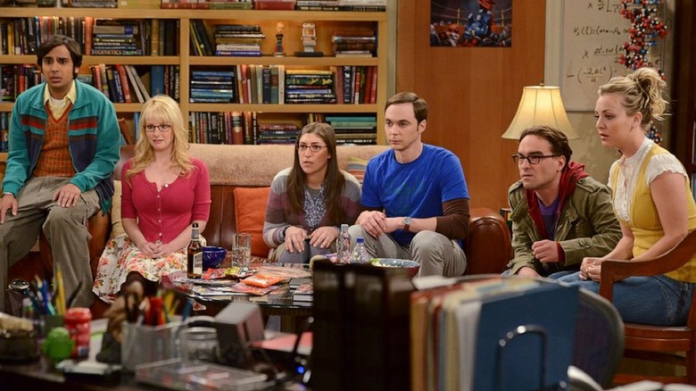 Raj, Bernadette, Amy, Sheldon, Leonard, Penny