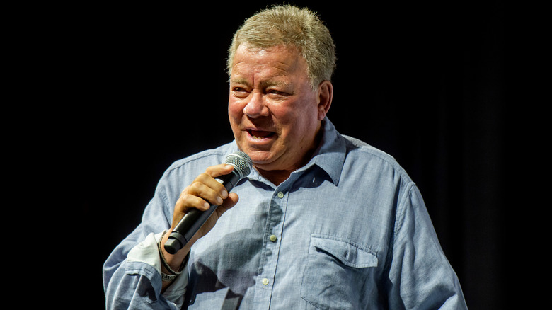 William Shatner speaks on stage