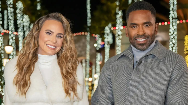 Keltie Knight and Justin Sylvester smiling for E! News