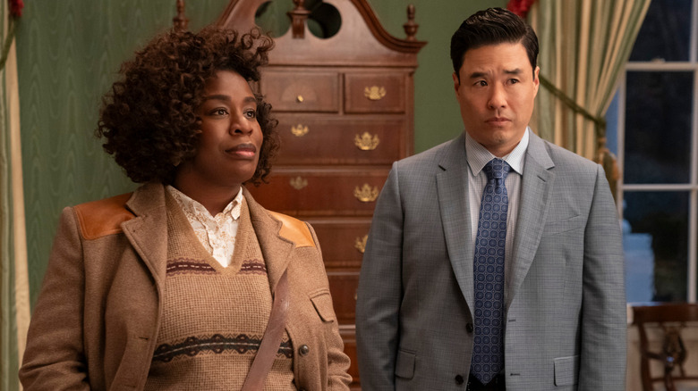 Cordelia Cupp and Edwin Park stare at a suspect in "The Residence"