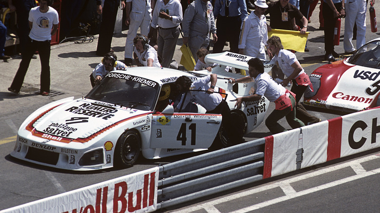 Bill Whittington in his car at the 24 Hours of Le Mans in 1979