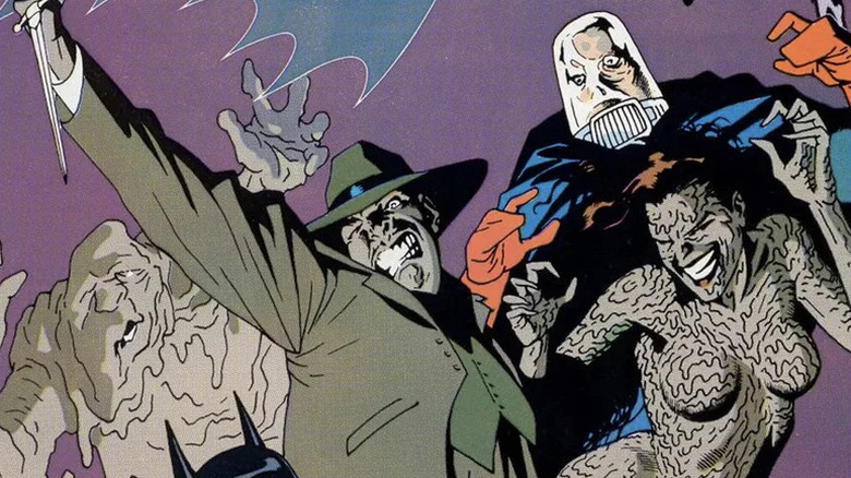 Multiple Clayfaces posing together in DC Secret Origins: Batman vs The Mud Pack