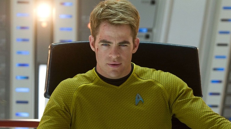 Captain Kirk in command of the USS Enterprise in "Star Trek"