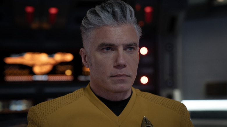Pike sits on the bridge in "Star Trek: Strange New Worlds" (2022-present)