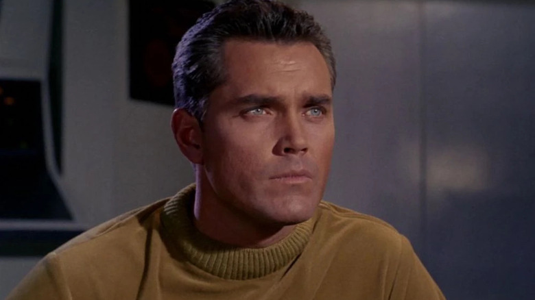 Pike looks at the viewscreen in "The Cage" (1964)
