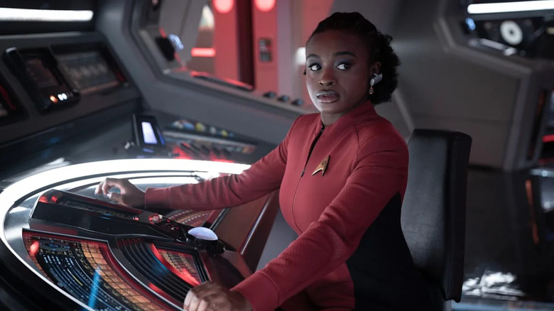 Uhura at her station in "Star Trek: Strange New Worlds" (2022-present)
