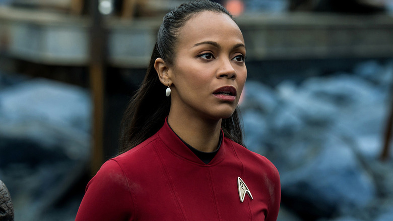 Uhura looks concerned in "Star Trek Beyond" (2016)