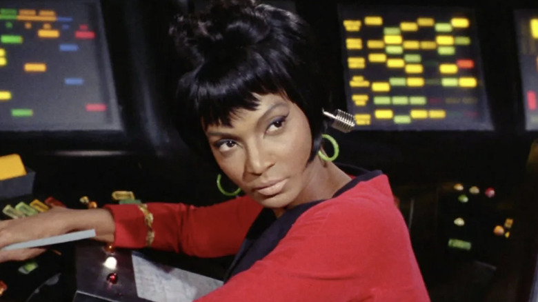 Uhura at her station in "Star Trek" (1966-1969)
