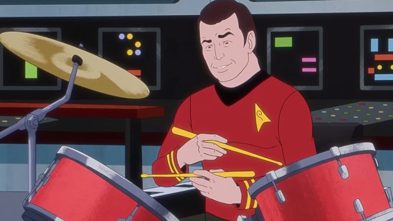 Scotty drumming in Star Trek: Very Short Treks (2023)