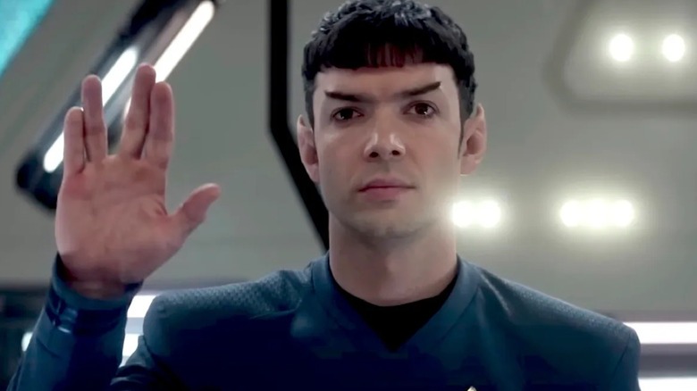 Spock gives the Vulcan salute in Star Trek: Strange New Worlds